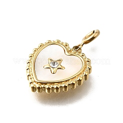 Heart with Star 304 Stainless Steel Rhinestone Pendant Decorations&nbsp;STAS-H202-04G-02