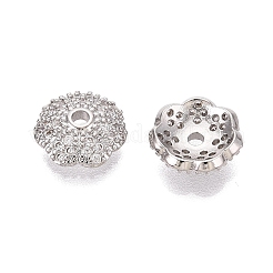 Brass Micro Pave Clear Cubic Zirconia Bead Caps&nbsp;KK-Q071-17P-02