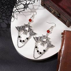 Alloy with Glass Chain Dangle Earrings&nbsp;EJEW-TA00433