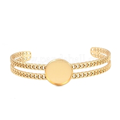 304 Stainless Steel Blank Cuff Bangle Bases with Flat Round Tray&nbsp;SA-CBA82C8-05A-G