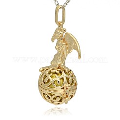 Golden Tone Brass Hollow Round Cage Pendants&nbsp;KK-J242-08G
