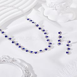 Alloy Rhinestone Necklaces & Stud Earrings Sets&nbsp;SJEW-LP0001-47D