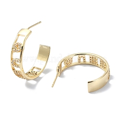 Hollow Word Brass Micro Pave Cubic Zirconia Stud Earrings&nbsp;EJEW-D098-05G