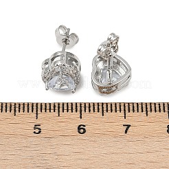 Brass Micro Pave Clear Cubic Zirconia Stud Earrings&nbsp;EJEW-Z128-01P-02