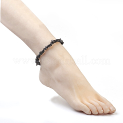 Natural Snowflake Obsidian Chip Beads Anklets&nbsp;AJEW-AN00229-04