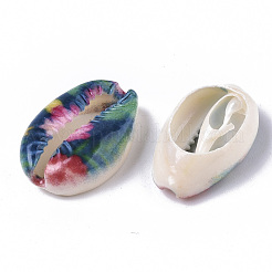 Printed Natural Cowrie Shell Beads&nbsp;SSHEL-R047-01-C02