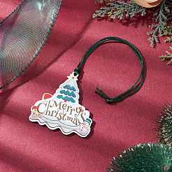 Christmas Wood Christmas Tree Pendant Decorations&nbsp;HJEW-JM02166-02