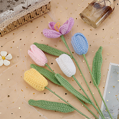 5Pcs 5 Colors Woolen Yarn Artificial Tulip Flower&nbsp;AJEW-FG0004-63