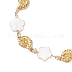 Natural Freshwater Shell Beads & Shell Shape 304 Stainless Steel Connector Charms Link Bracelets for Women&nbsp;BJEW-JB12216-03