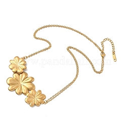 Triple Flower 304 Stainless Steel Bib Necklaces for Women&nbsp;NJEW-G173-03G