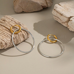 Stainless Steel Two Tone Ring Hoop Earrings&nbsp;DV3825