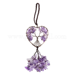 Wire Wrapped Chips Natural Gemstone Big Pendant Decorations&nbsp;HJEW-H057-01
