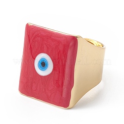 Square Enamel with Evil Eye Wide Band Finger Rings&nbsp;RJEW-A014-02G-05