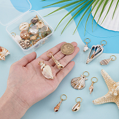 20Pcs 20 Styles Electroplate Natural Shell Braiding Hair Pendants Decoration Clips&nbsp;OHAR-GA00001