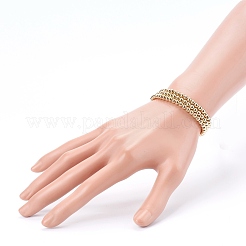 Round Brass Beaded Stretch Bracelets&nbsp;BJEW-JB05983