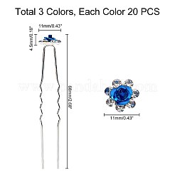 60Pcs 3 Colors Alloy Hair Forks&nbsp;OHAR-PH0001-21