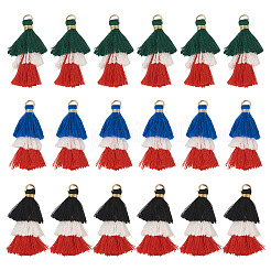 30Pcs 3 Styles Polycotton(Polyester Cotton) Tassel Pendant Decorations&nbsp;FIND-TA0009-07