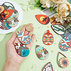 DIY Wood Teardrop Dangle Earrings Kits&nbsp;DIY-ME0001-14