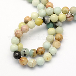 Natural Flower Amazonite Round Beads Strands&nbsp;G-S161-6mm