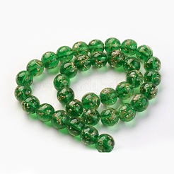 Handmade Gold Sand Lampwork Beads Strands&nbsp;LAMP-P051-L01-12mm