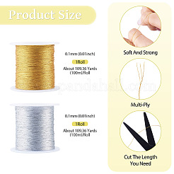2 Rolls 2 Colors 3-Ply Round PET Metallic Thread&nbsp;MCOR-TA0001-03A