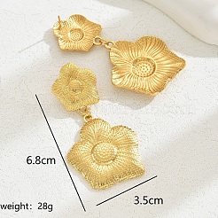 Elegant 201 Stainless Steel Sunflower Dangle Stud Earrings&nbsp;QQ3962