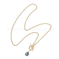 Natural Pearl Potato Pendant 304 Stainless Steel Cable Chain OT Necklaces&nbsp;NJEW-JN05951