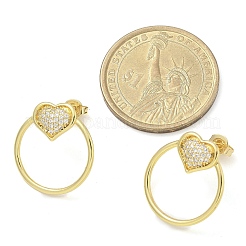 Brass Micro Pave Clear Cubic Zirconia Stud Earrings&nbsp;EJEW-C122-06G