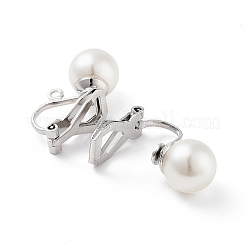 304 Stainless Steel Clip-on Earring Findings with Imitation Pearl Plastic Beaded&nbsp;STAS-H216-03D-P