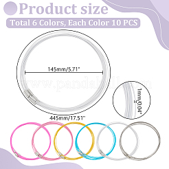 60Pcs 6 Colors Stainless Steel Wire Necklace Cord DIY Jewelry Making&nbsp;TWIR-UN0001-13B