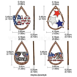 8Pcs 4 Styles Spray Painted Wood Big Pendants&nbsp;WOOD-FS0001-23
