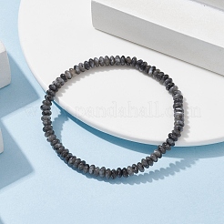 Natural Black Labradorite Rondelle Beaded Stretch Bracelets&nbsp;BJEW-JB09980-05