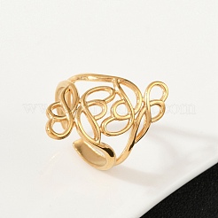 304 Stainless Steel Open Cuff Rings for Women&nbsp;RJEW-U061-02G