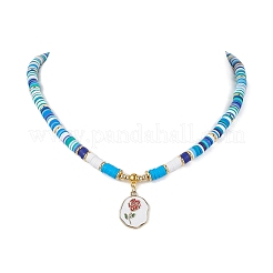 Alloy Enamel Flower Pendant Necklace&nbsp;NJEW-JN04537-01