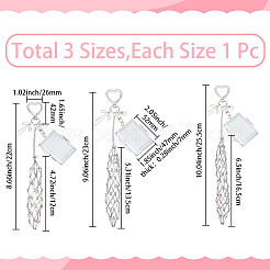 3Pcs 3 Styles Alloy & 201 Stainless Steel Macrame Pouch Pendant Decorations&nbsp;HJEW-SC0003-29