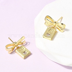 Brass Micro Pave Cubic Zirconia Stud Dangle Earring&nbsp;EJEW-H180-20B-G