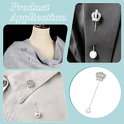4Pcs Crown Alloy Rhinestone Lapel Brooch Pin&nbsp;JEWB-PH0001-44P