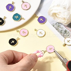 10Pcs 5 Colors Brass Enamel Pendants&nbsp;KK-SZ0007-90