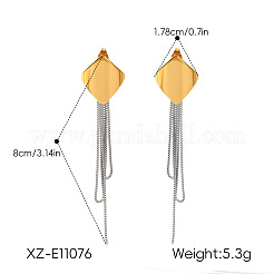 Two Tone 304 Stainless Steel Tassel Stud Earrings for Women&nbsp;WGFF38F-02