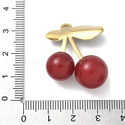 304 Stainless Steel with Acrylic Cherry Pendants&nbsp;STAS-G362-05G-01