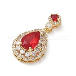 Brass Micro Pave Red Cubic Zirconia Pendants&nbsp;KK-A299-11G