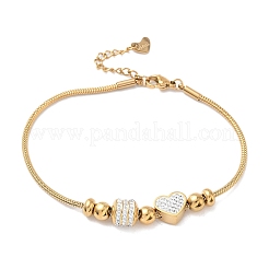 European Style Polymer Clay Rhinestones & 201 Stainless Steel Beaded Bracelets&nbsp;BJEW-G765-01G-01