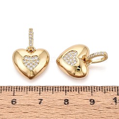 Valentine's Day Brass Micro Pave Clear Cubic Zirconia Pendants&nbsp;KK-T080-54G