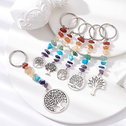 6Pcs Tibetan Style Alloy Tree of Life Keychains&nbsp;KEYC-JKC00553
