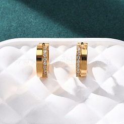 304 Stainless Steel Cubic Zirconia Hoop Earrings&nbsp;EJEW-D331-12G