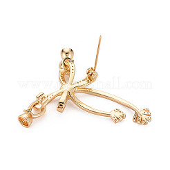 Brass Micro Pave Clear Cubic Zirconia Brooch Findings&nbsp;KK-S356-612-NF