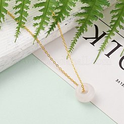 Rondelle Natural Rose Quartz Pendant Necklaces&nbsp;NJEW-JN03237-02