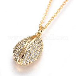 Brass Micro Pave Cubic Zirconia Pendant Necklaces&nbsp;NJEW-JN02313