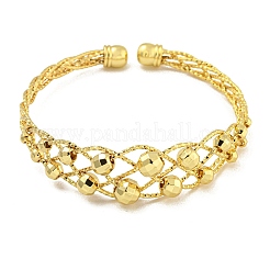 Rack Plating Brass Beaded Cuff Bangles&nbsp;BJEW-B106-15G