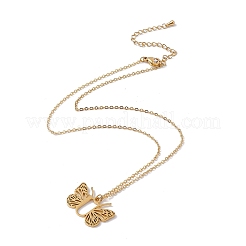 Initial Letter with Butterfly Pendant Necklace&nbsp;NJEW-C026-01G-U